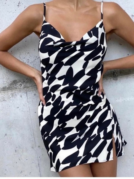 Dynamite Dresses & Skirts - Dynamite Black and Cream Abstract Slip Mini Dress